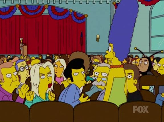 The Simpsons — s15e08 — Marge vs. Singles, Seniors, Childless Couples and Teens, and Gays