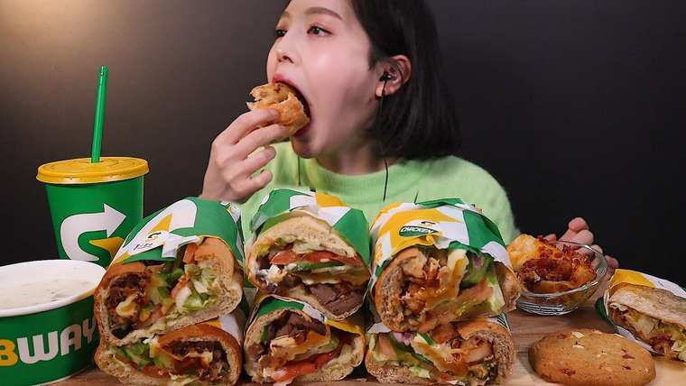 문복희 Eat with Boki — s02e09 — SUB)써브웨이 샌드위치 3종 먹방 🌯 사이드로 웨지감자, 스프, 쿠키까지! 리얼사운드 Subway Sandwich Mukbang ASMR