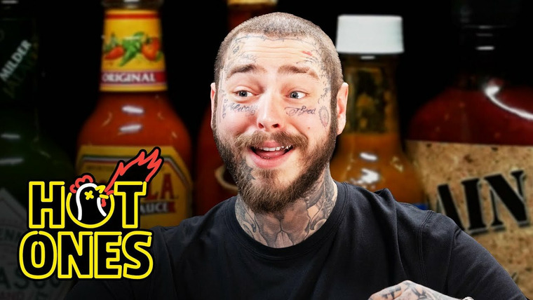 Hot Ones — s18e01 — Post Malone Has His Brain Hacked By Spicy Wings