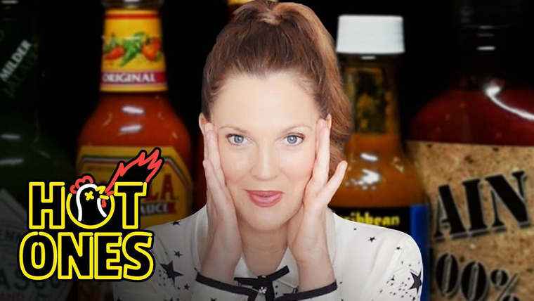 Hot Ones — s12e09 — Drew Barrymore Has a Hard Time Processing While Eating Hot Wings