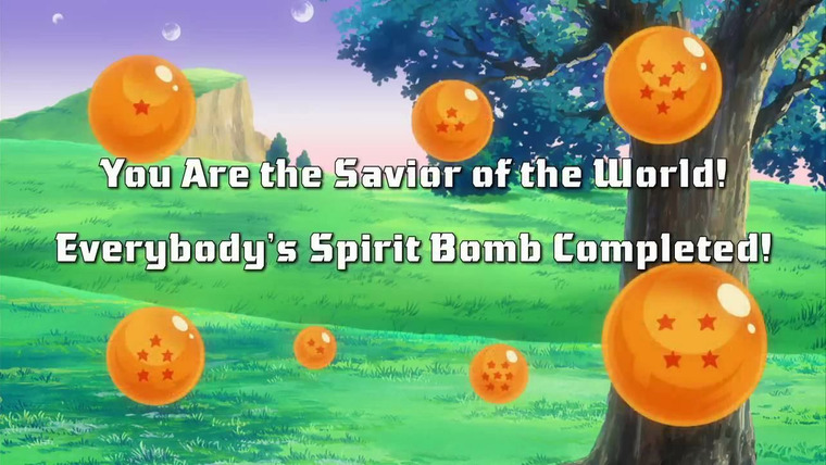 Драконий жемчуг Кай — s02e58 — The Savior of the World is You! Everyone's Spirit Bomb is Completed