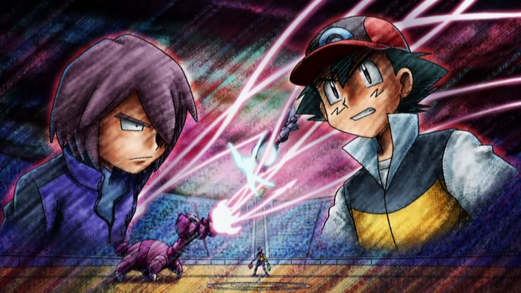 Pocket Monsters — s05e187 — Intense Fighting Full Battle! Satoshi VS Shinji!!