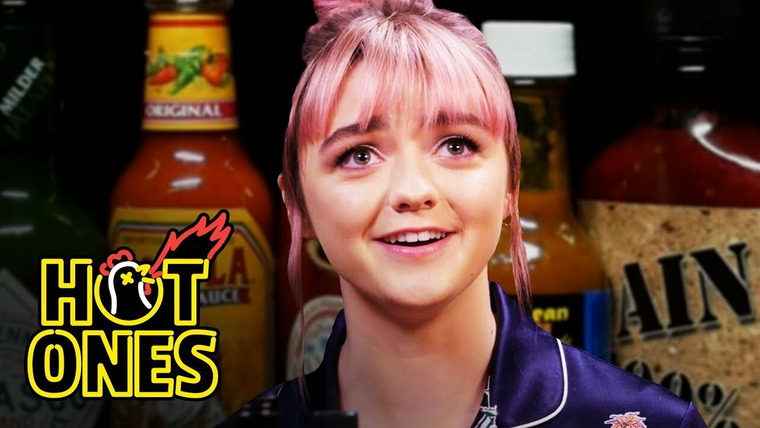 Hot Ones — s10e06 — Maisie Williams Shivers Uncontrollably While Eating Spicy Wings