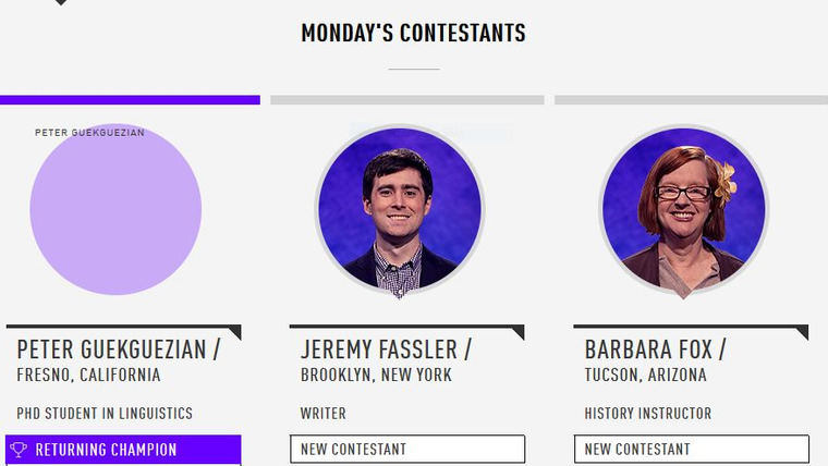 Jeopardy! — s2017e121 — Alan Harrison Vs. Maryann Penzvalto Vs. Jonah Platt, show # 7641.