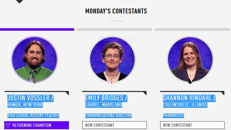 Jeopardy! — s2017e146 — Emily Milan Vs. Elizabeth Johnson Vs. Daniel Carden, show # 7666.