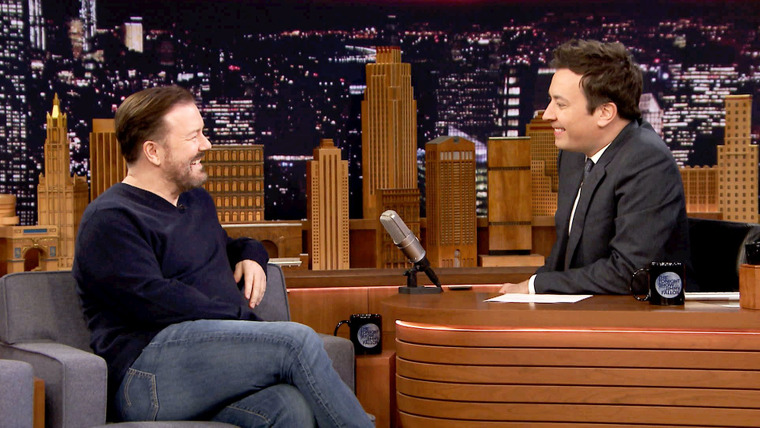 Ночное шоу с Джимми Фэллоном — s2018e35 — Ricky Gervais, Chris Sullivan, Amy Shark