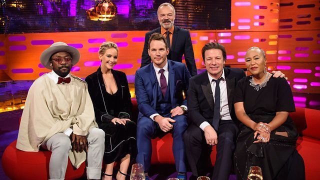 The Graham Norton Show — s20e09 — Jennifer Lawrence, Chris Pratt, Jamie Oliver, Will.i.am, Emeli Sande