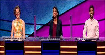 Jeopardy! — s2019e204 — Elise Nussbaum Vs. Seema Dahlheimer Vs. Joyee Dasgupta, Show # 8100