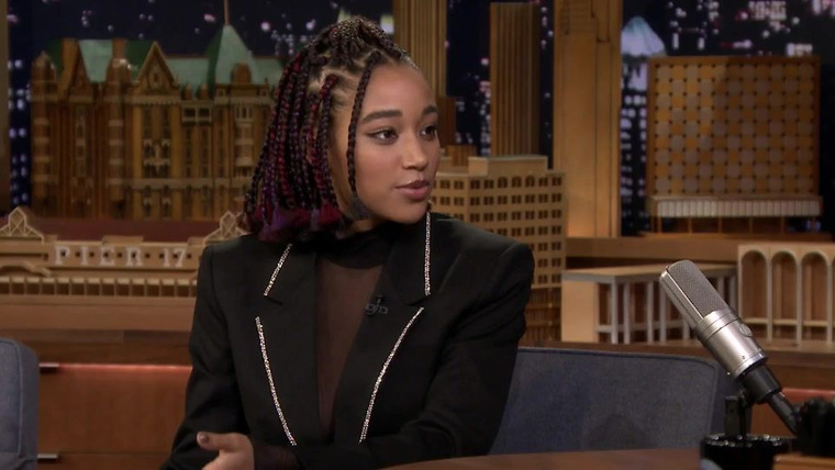 Ночное шоу с Джимми Фэллоном — s2018e150 — Timothée Chalamet, Amandla Stenberg, Guy Raz, Ella Mai