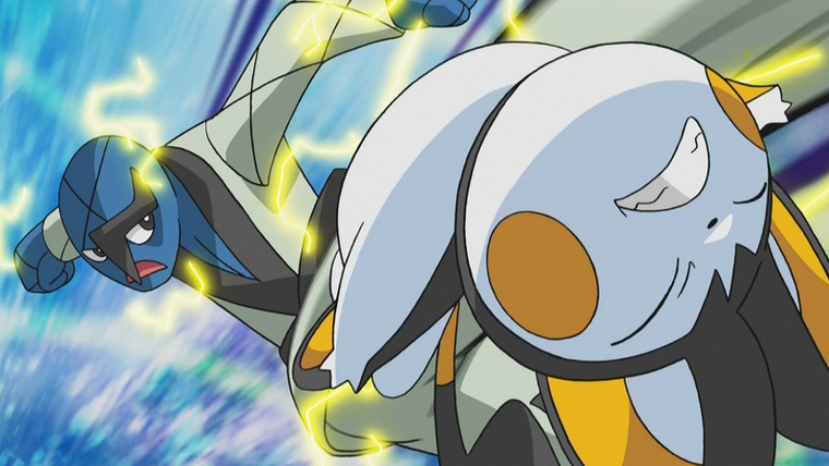 Покемон — s14e41 — The Club Battle Hearts of Fury: Emolga Versus Sawk!