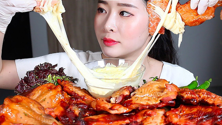 푸메 Fume — s01e75 — Копченая курица барбекю Сыр моцарелла ASMR Mukbang Eating Show