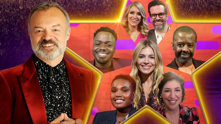 Шоу Грэма Нортона — s28e17 — Daniel Kaluuya, Sienna Miller, Adrian Lester, Mayim Bialik, Marcus Brigstocke, Rachel Parris, Arlo Parks