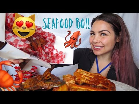 Veronica Wang — s04e20 — MUKBANG 🦀 CAPTAINS SEAFOOD BOIL 먹방 Crunchy Calamari 13k Giveaway | Eat with Me!