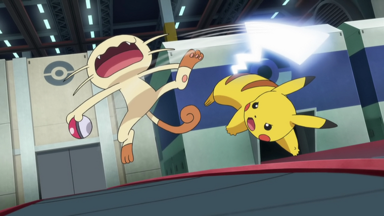 Pocket Monsters — s10e79 — Fierce Battle in the Monster Ball Factory! Pikachu VS Nyarth!!