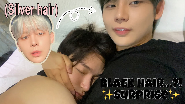 Bosungjun — s2021e34 — ♥️ Boyfriend's reaction after dying his hair secretly while lying next to him ♥️