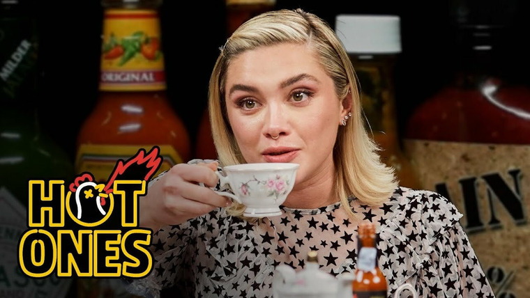 Hot Ones — s20e10 — Florence Pugh Sweats From Her Eyebrows While Eating Spicy Wings