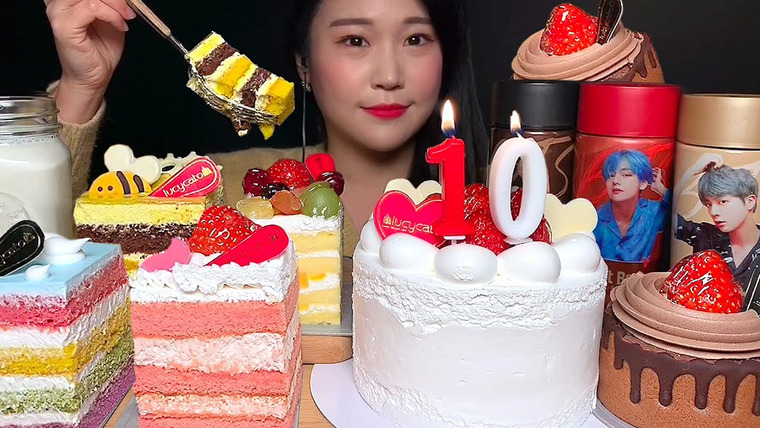 Yura ASMR 유라 — s01e29 — 구독자 10만명 감사드리며🙏케이크 먹방 🍰 Thank You For 100K Subscribers Cake Mukbang