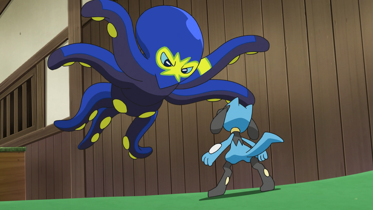 Покемон — s13e39 — Satoshi VS Saitou! Conquer the Octopus Hold!