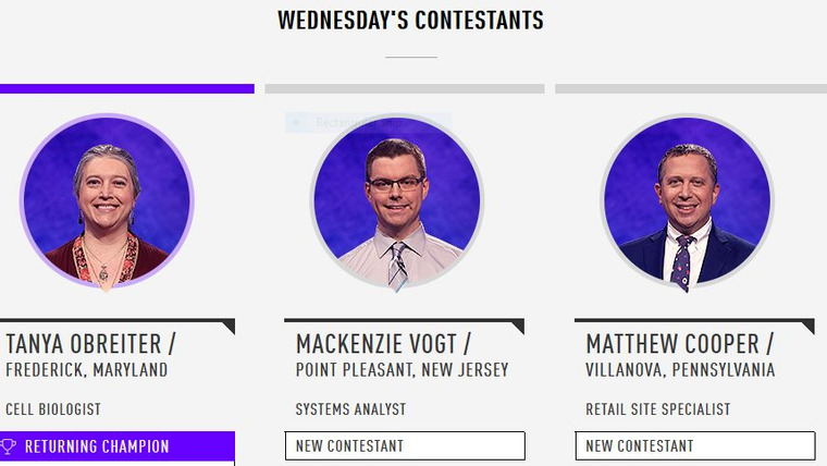 Jeopardy! — s2017e103 — Ryan Fenster Vs. Nate Pochomis Vs. Elizabeth Connor, show # 7623.