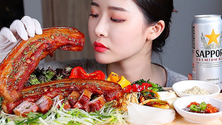 푸메 Fume — s01e47 — 통삼겹살 리얼사운드먹방 / Korean Roast Pork Belly Chunk Mukbang Eating Show スモークベーコン 烟熏培根
