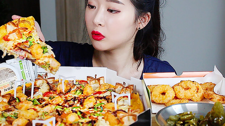 푸메 Fume — s01e39 — 뽕뜨락피자 골드랑군+새우링 리얼사운드 먹방 / Pizza Crispy Shrimp Rings Mukbang Eating Show 比萨饼 披萨 ピザ