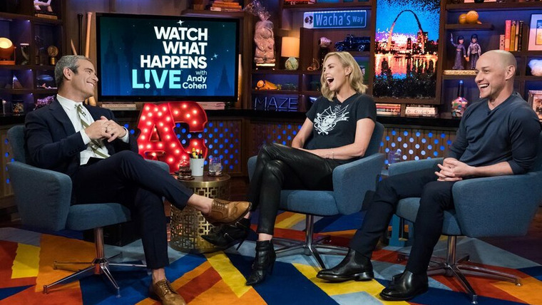 Watch What Happens Live — s14e123 — Charlize Theron & James McAvoy