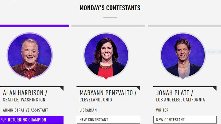 Jeopardy! — s2018e41 — Jonathan Greenan Vs. Mary Ann Borer Vs. Gerald Dudley, Show # 7791.