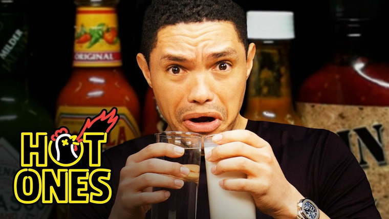 Hot Ones — s09e03 — Trevor Noah Rides a Pain Rollercoaster While Eating Spicy Wings