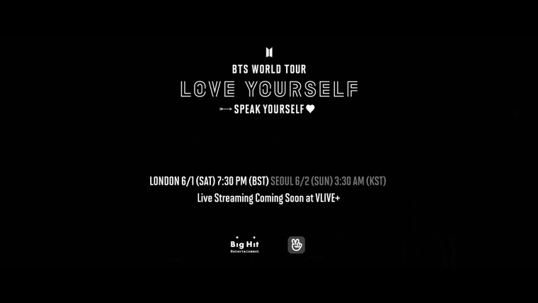 BTS on V App — s05e25 — BTS WORLD TOUR 'LOVE YOURSELF: SPEAK YOURSELF' in Wembley Stadium VLIVE+ Coming Soon