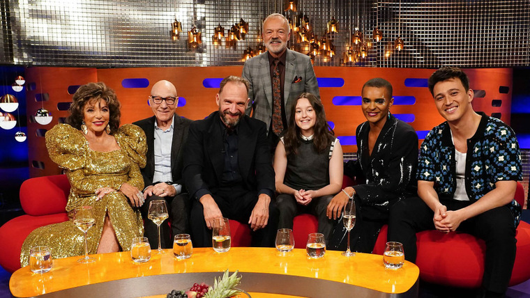 The Graham Norton Show — s31e04 — Patrick Stewart, Ralph Fiennes, Bella Ramsey, Layton Williams, Dame Joan Collins, Zak Abel