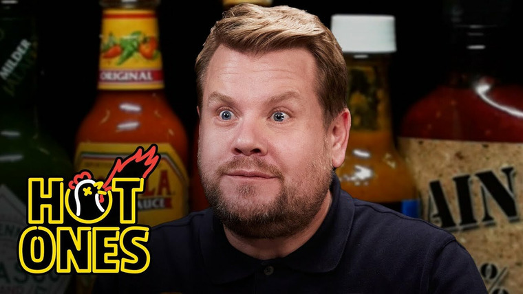 Hot Ones — s19e07 — James Corden Experiences Mouth Karma While Eating Spicy Wings