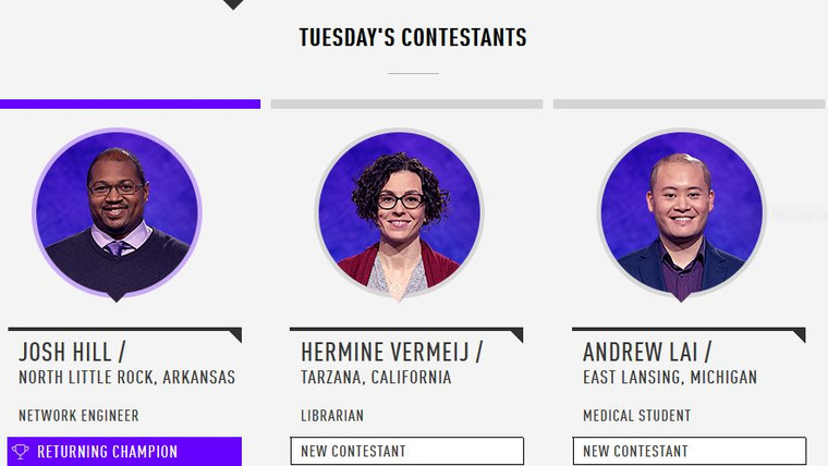 Jeopardy! — s2018e102 — Jill Regan Vs. Chris Whalen Vs. Nino Yosinao, show # 7852.