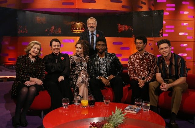 Шоу Грэма Нортона — s26e07 — Olivia Colman, Helena Bonham Carter, Chadwick Boseman, Richard Ayoade, Niall Horan