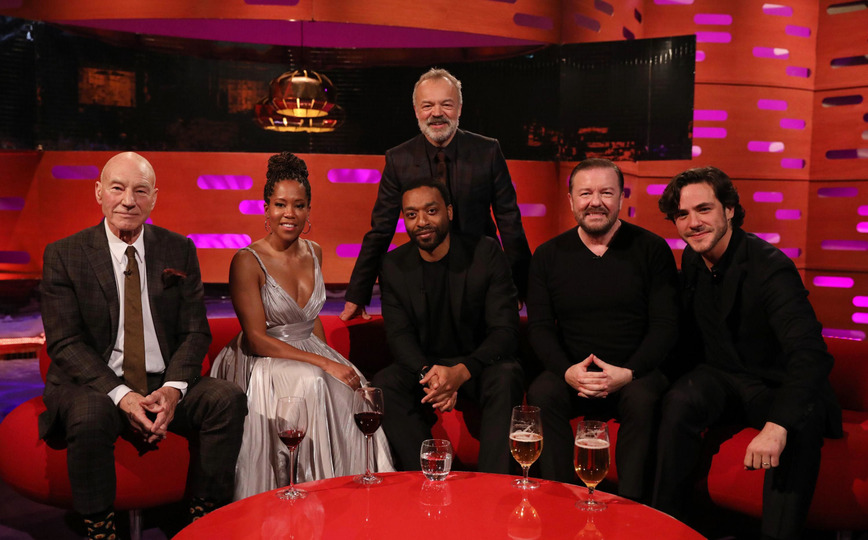 s24e17 — Sir Patrick Stewart, Ricky Gervais, Regina King, Chiwetel Ejiofor, Jack Savoretti