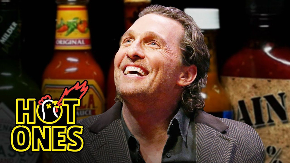 s13e04 — Matthew McConaughey Grunts it Out While Eating Spicy Wings