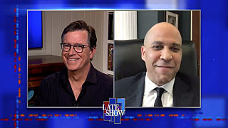 s2020e77 — Stephen Colbert from home, with Senator Cory Booker, Brian Wilson