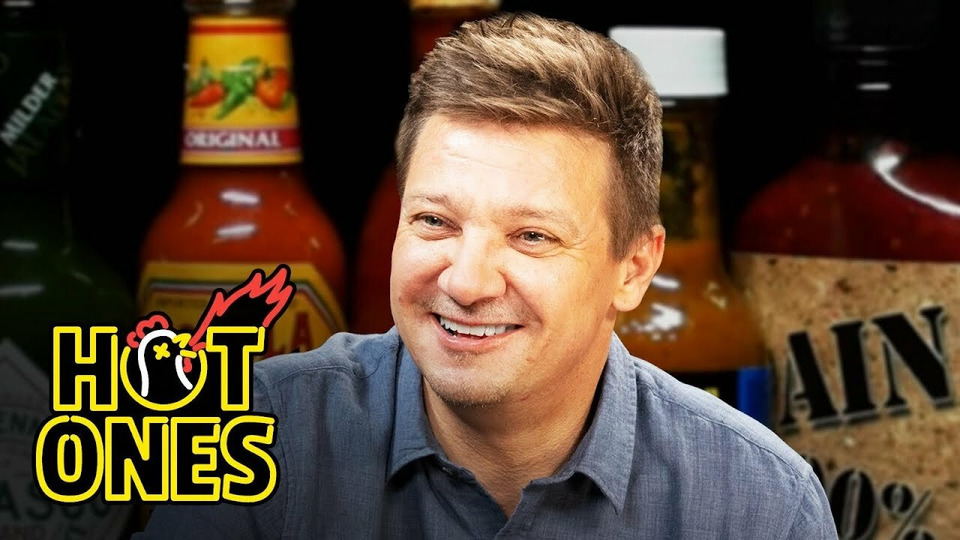 s16e08 — Jeremy Renner Goes Blind in One Eye While Eating Spicy Wings