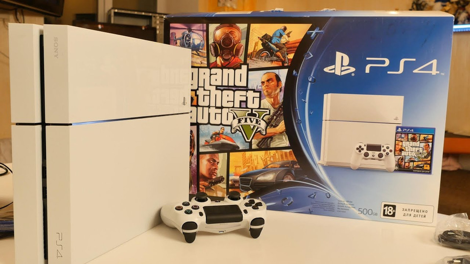 s2014e190 — Распаковка бандла GTA 5 и белой PlayStation 4 (Unboxing)