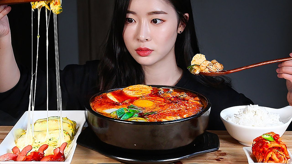 s01e159 — ASMR Острое мягкое рагу из тофу Сырный рулет Корейская домашняя еда MUKBANG EATING SHOW