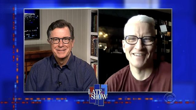 s2020e62 — Stephen Colbert from home, with Anderson Cooper, Mark Foster