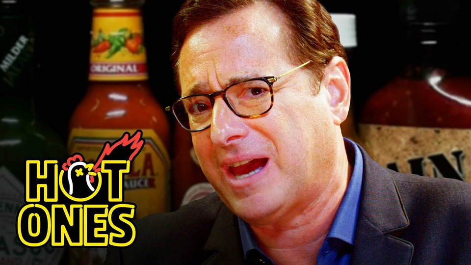 s04e18 — Bob Saget Hiccups Uncontrollably While Eating Spicy Wings