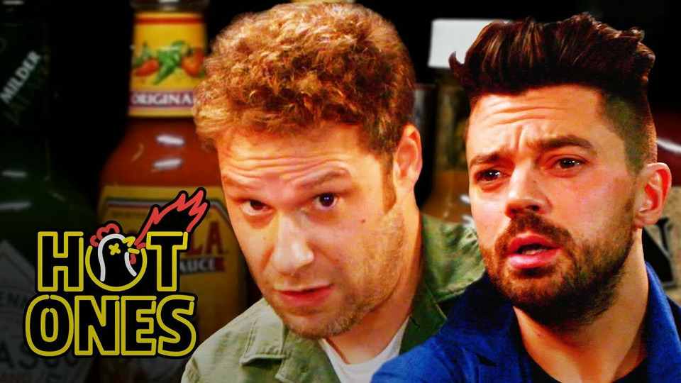 s03e24 — Seth Rogen and Dominic Cooper Suffer While Eating Spicy Wings
