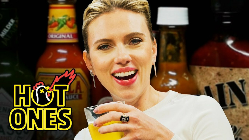 Scarlett Johansson Tries to Not Spoil Avengers While Eating Spicy Wings