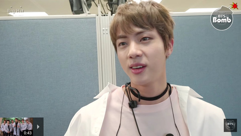 s15e18 — Jin's chatter time @ M countdown comeback stage of 'Spring Day'