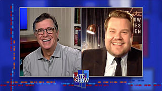 s2020e86 — Stephen Colbert from home, with James Corden, Laura Benanti, Bright Eyes