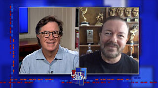 s2020e92 — Stephen Colbert from home, with Ricky Gervais, Noah Cyrus, Billy Ray Cyrus