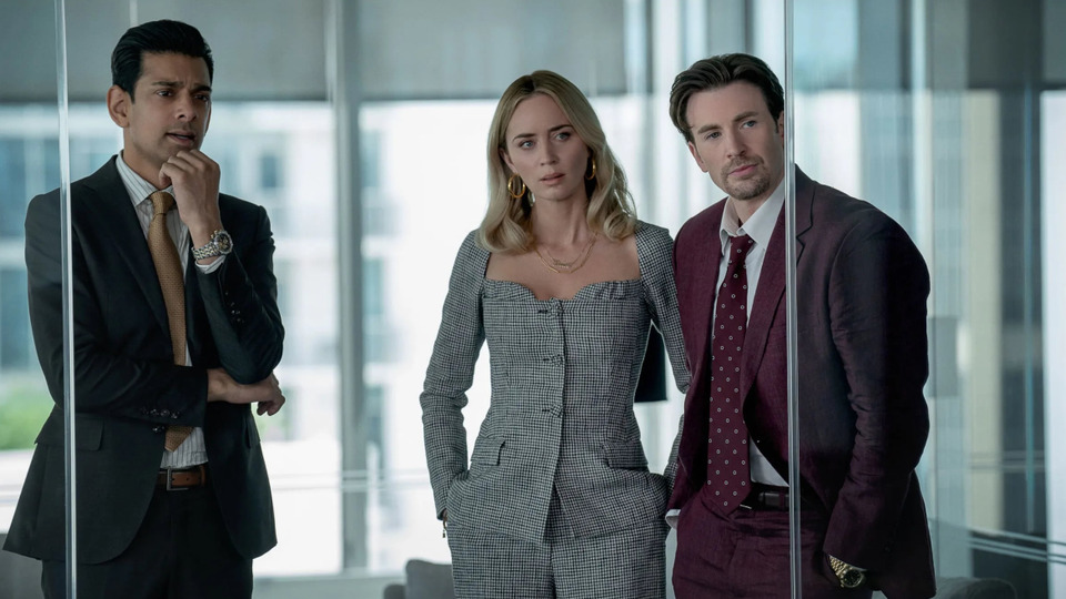 Chris Evans and Emily Blunt go head to head in the trailer for the movie "Pain Hustlers"