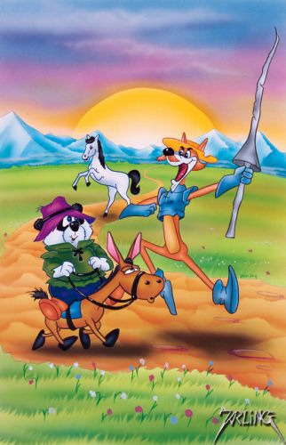 Cartoon Don Coyote & Sancho Panda