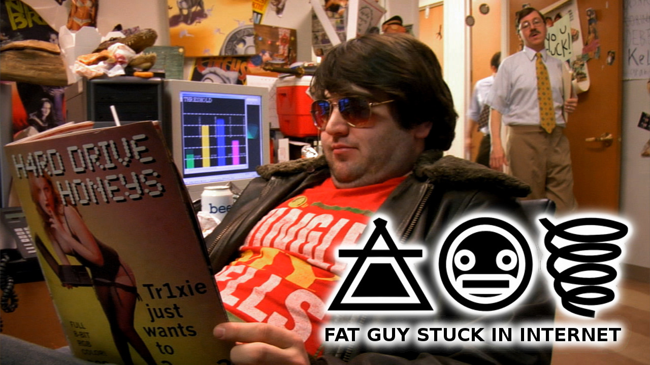Cartoon Fat Guy Stuck in Internet