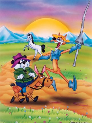 Cartoon Don Coyote & Sancho Panda